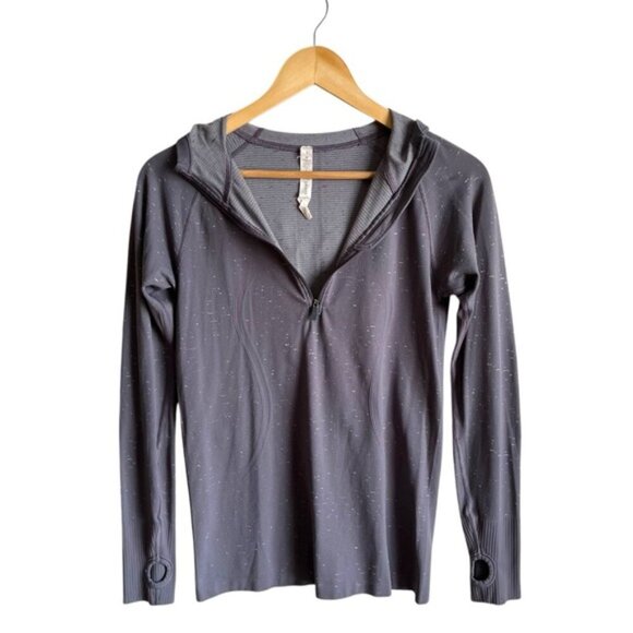 Lululemon Swiftly Tech Top Hooded 1/2 Zip Size 8 Nebula / White Gray - Picture 4 of 13
